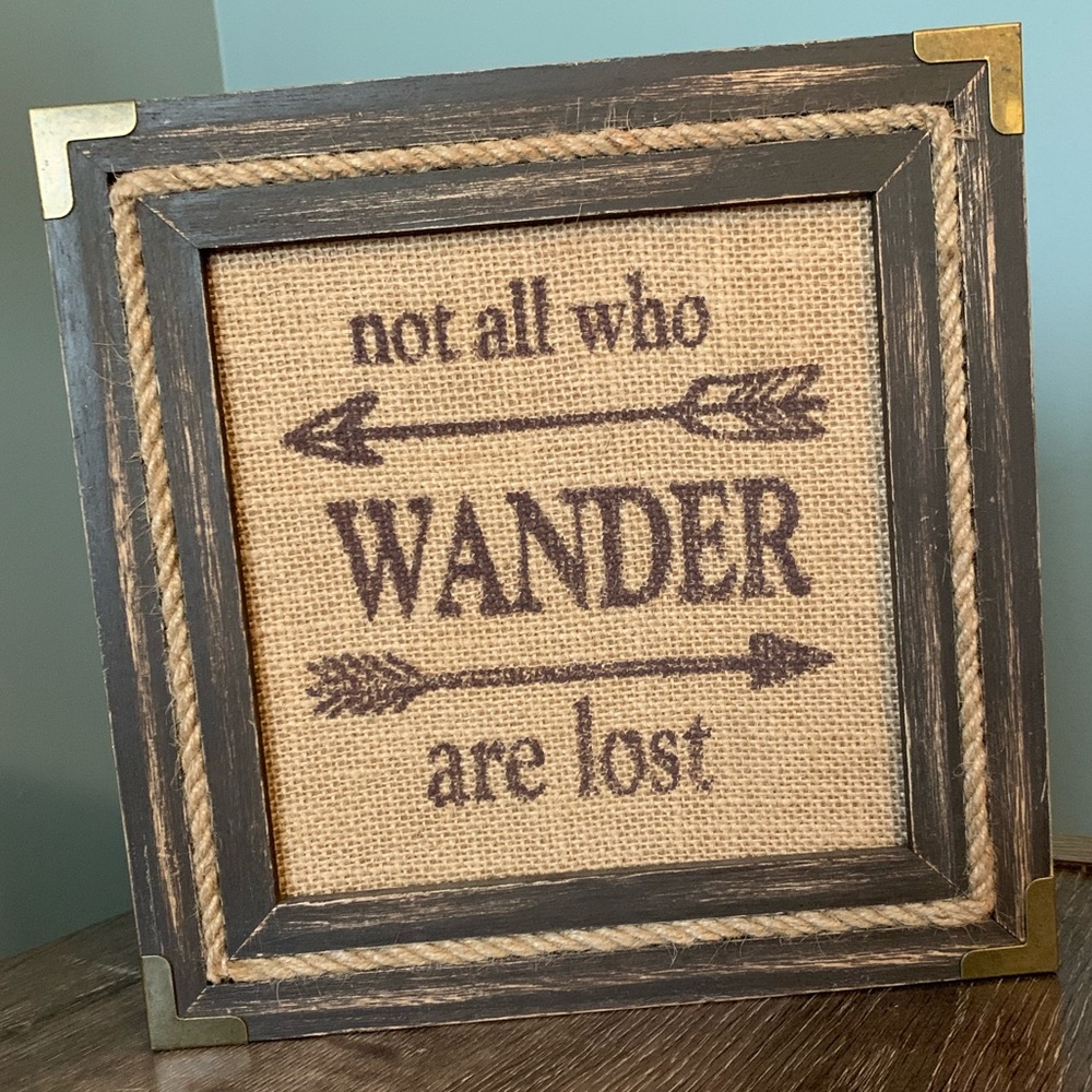 8” x 8” Burlap Desk Wall Plaque Quote